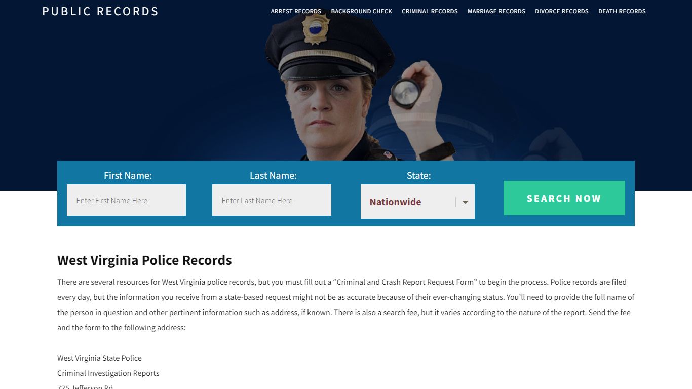 West Virginia Police Records | Get Instant Reports On People